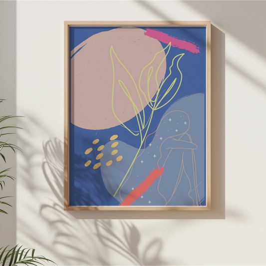 Blue Abstract Floral Duo – Wall Art Print Set of 2