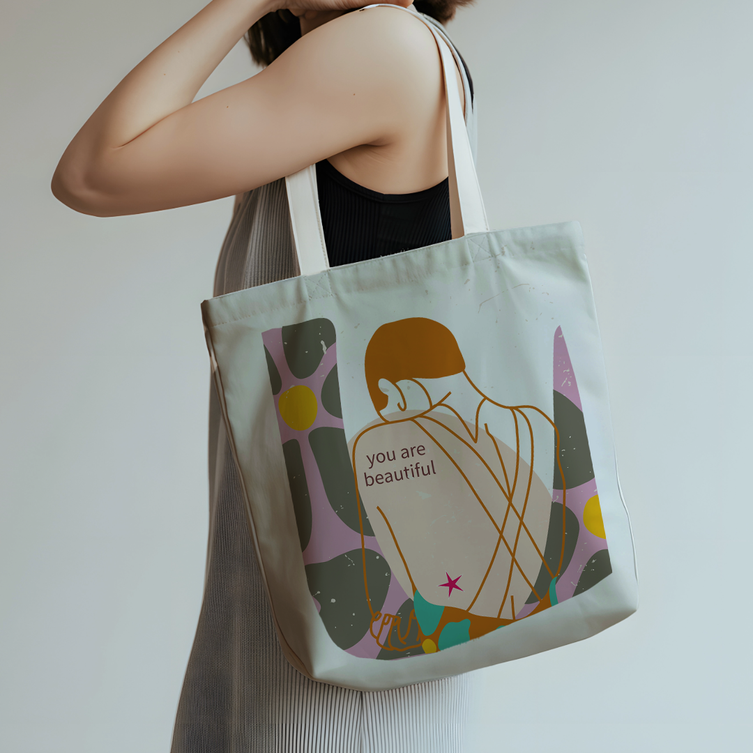 You Are Beautiful” Art Tote Bag – Empowering Everyday Carry