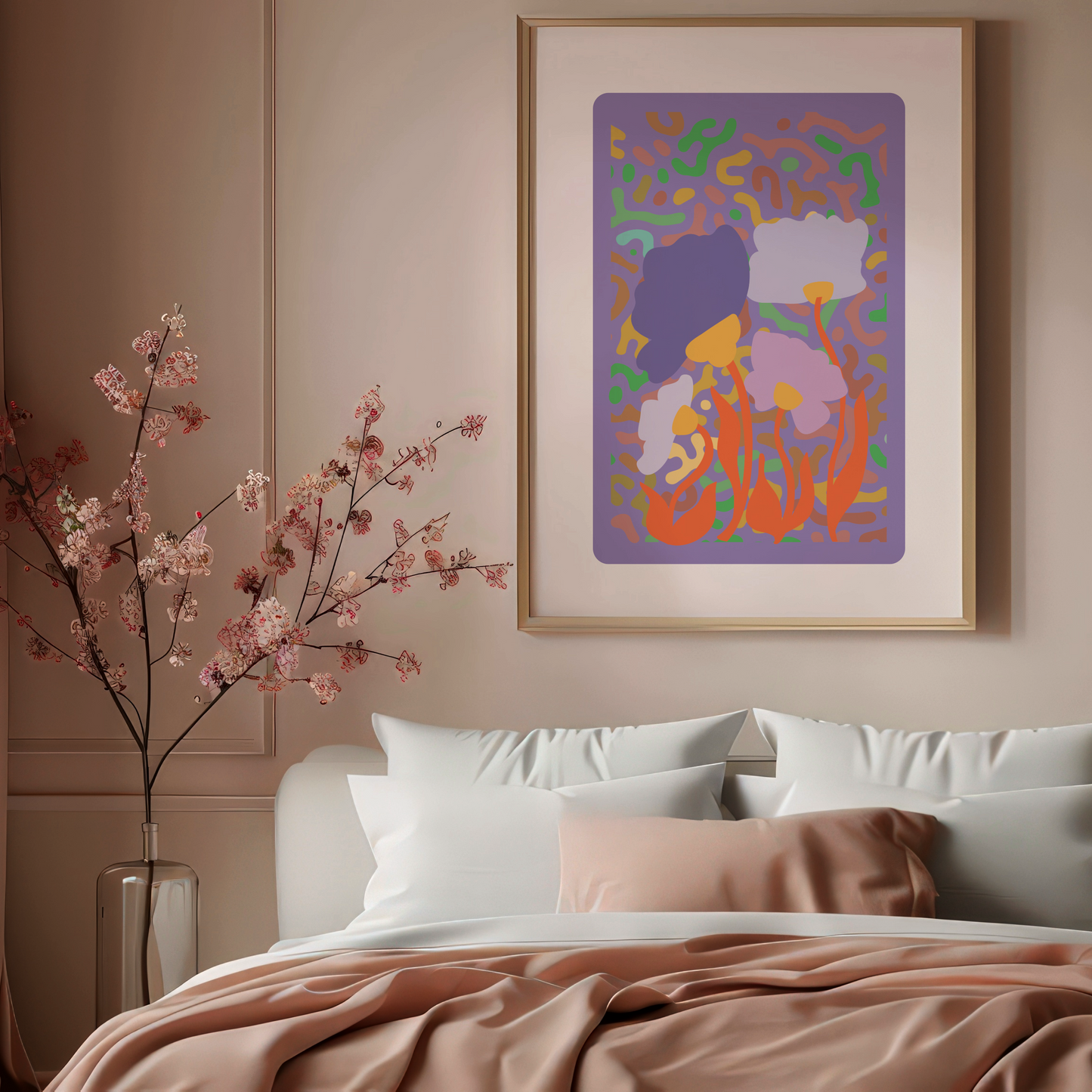 Abstract Floral Wall Art Print – Bold & Modern Botanical Decor