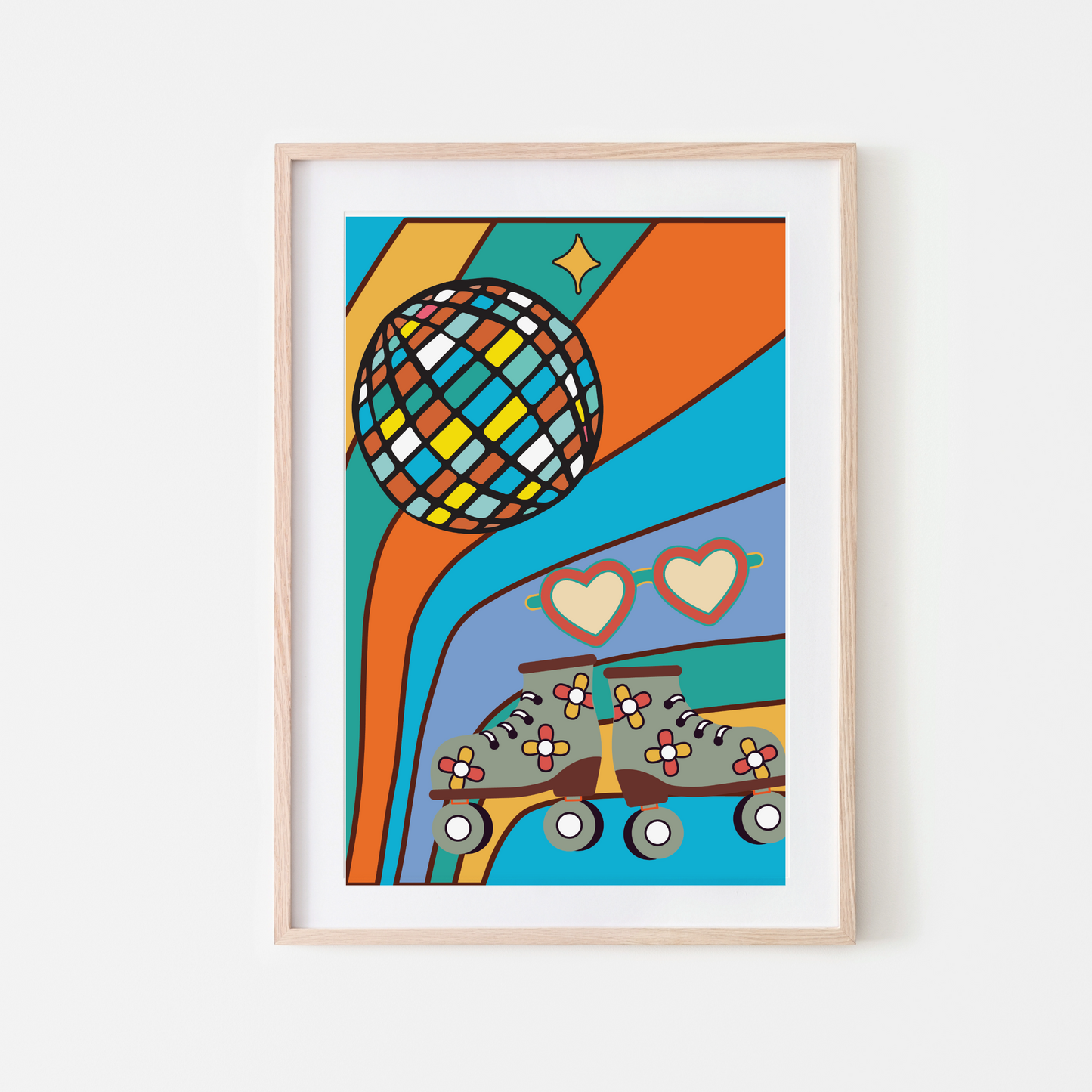 Retro Roller Disco Wall Art Print – Vibrant 70s-Inspired Décor