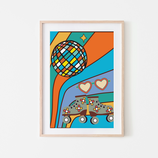 Retro Roller Disco Wall Art Print – Vibrant 70s-Inspired Décor