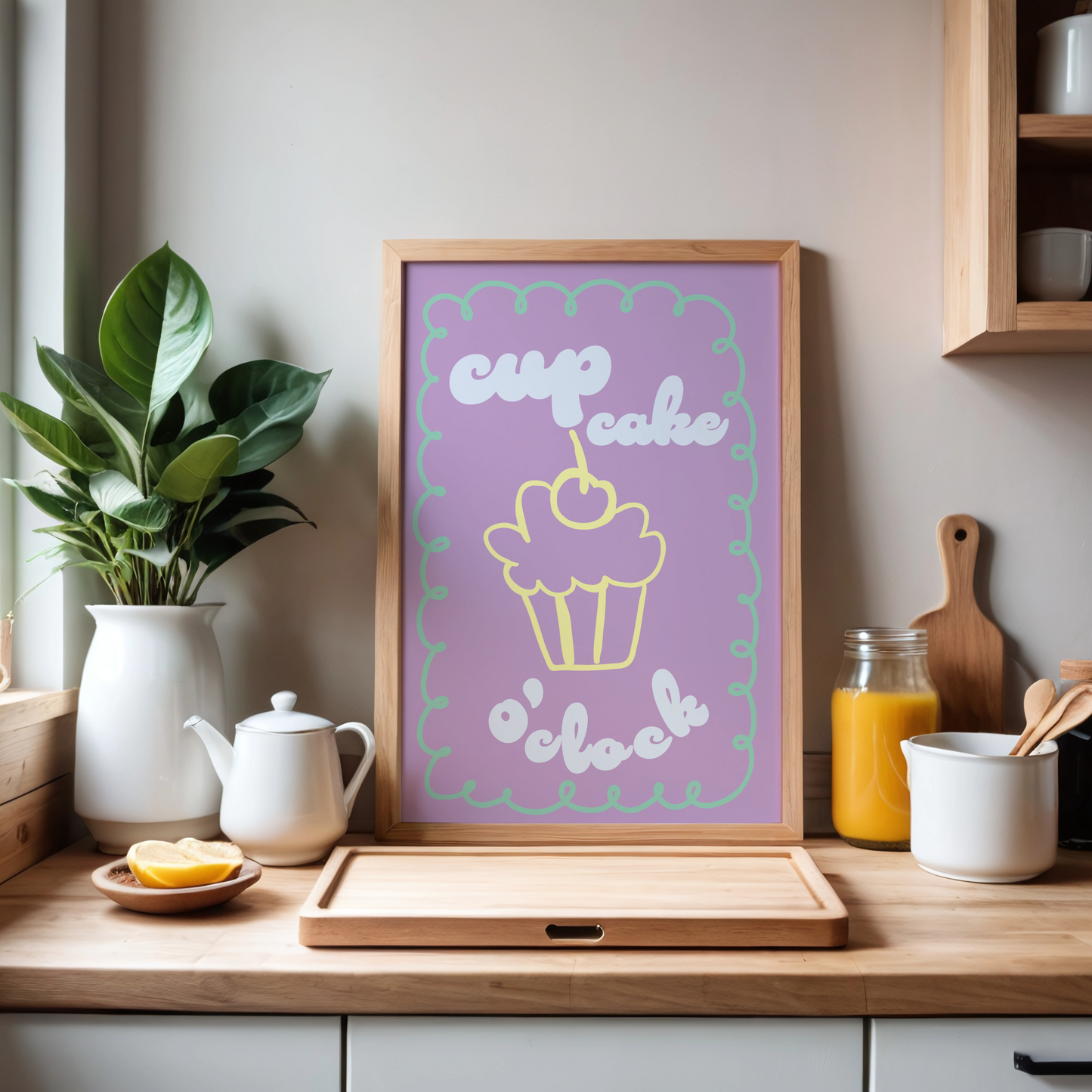 Cupcake O’Clock – Cute & Fun Dessert Wall Art Print