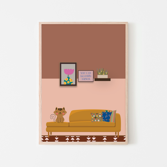 Kitty Kat wall art print for nursery or kids room