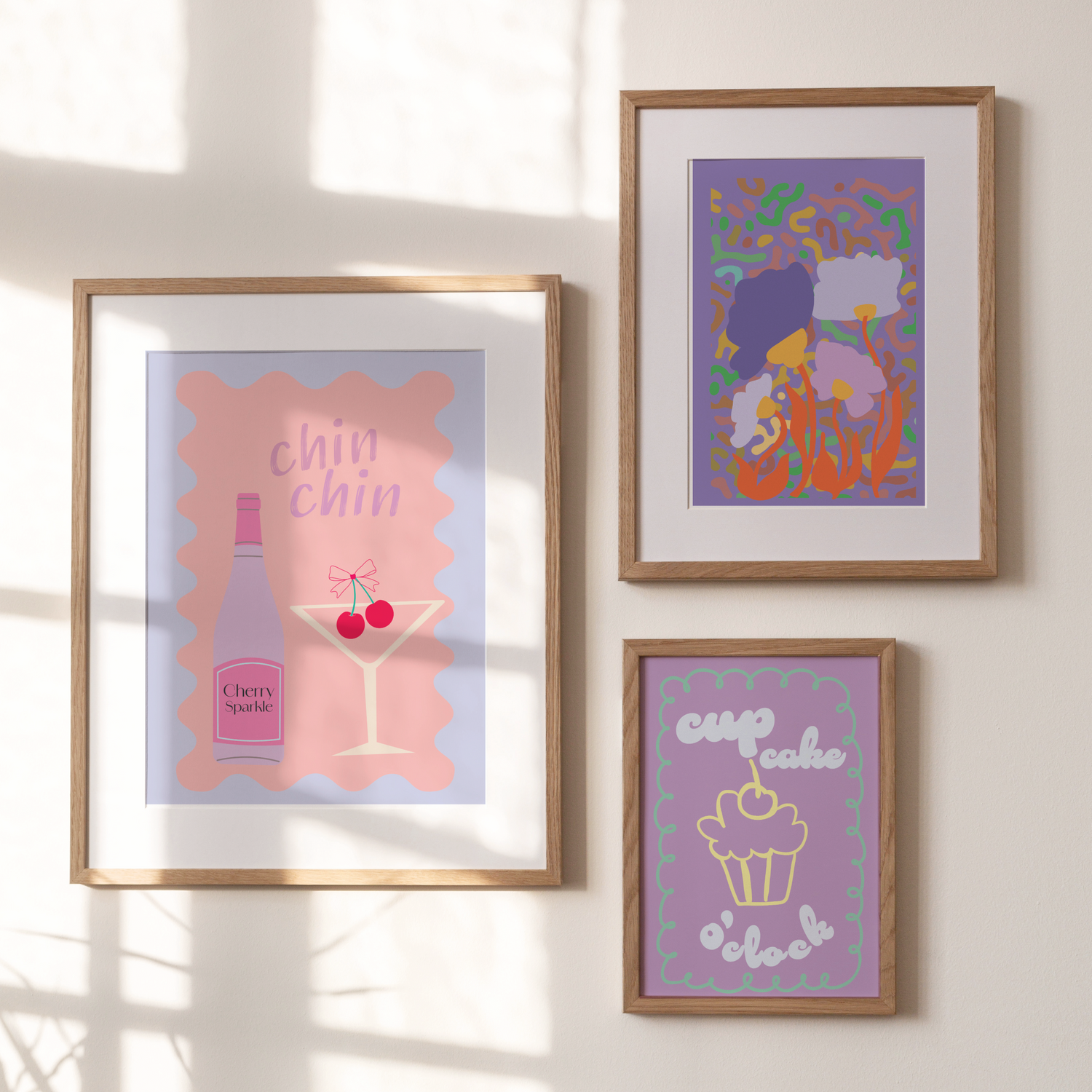 Nature-inspired art prints in pastel colors