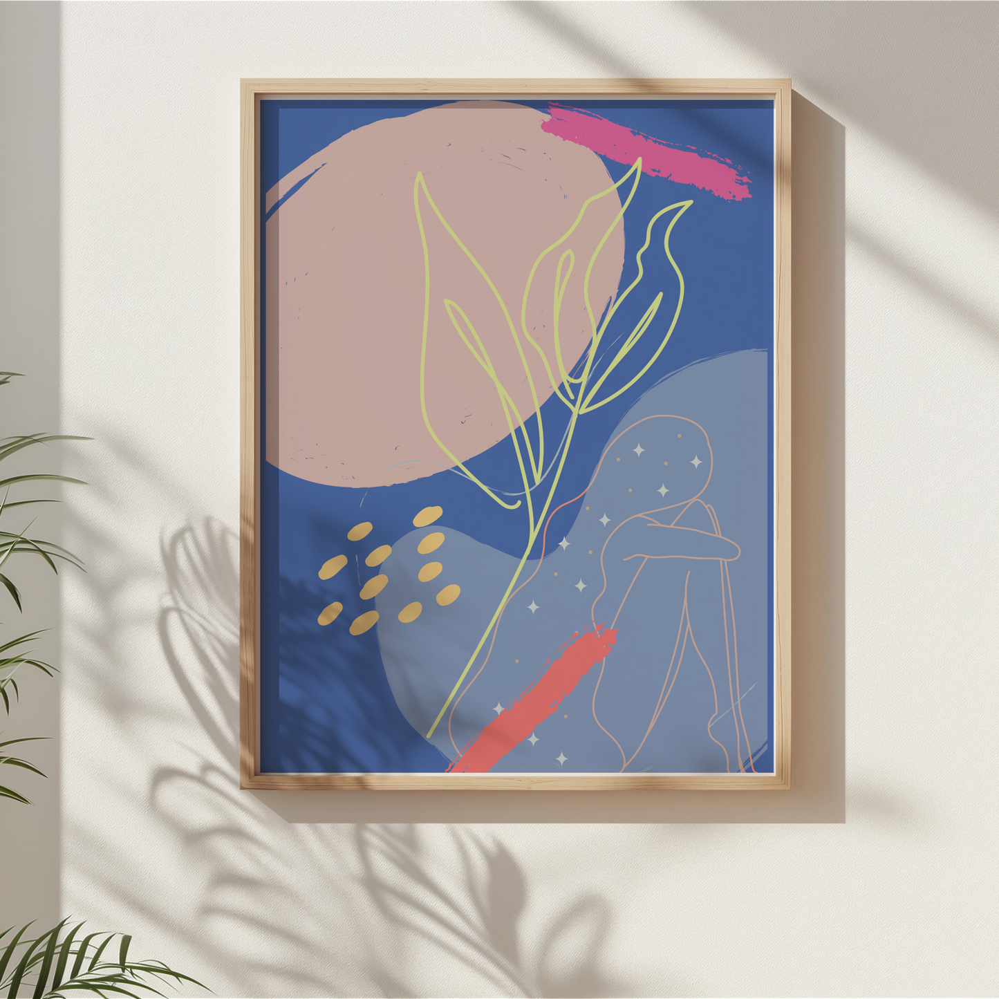 Blue Abstract Floral Duo – Wall Art Print Set of 2