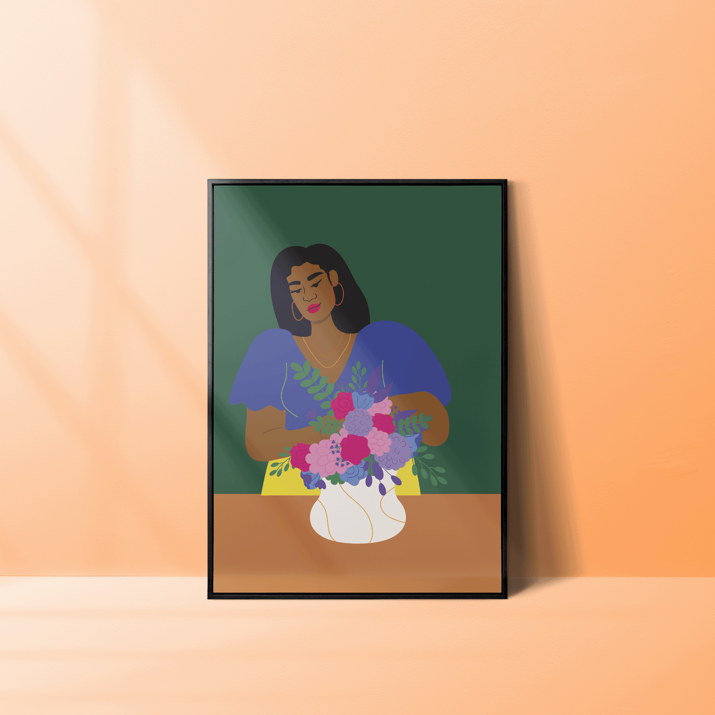 Blooms and Beauty: Flower Arranging Woman Wall Art Print