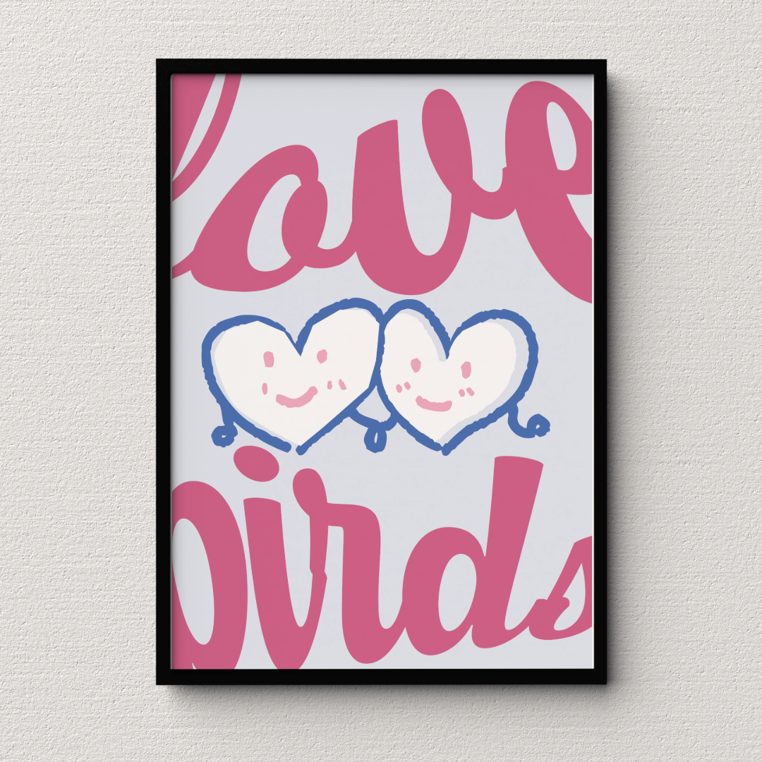 Lovebirds Whimsy Wall Art Print