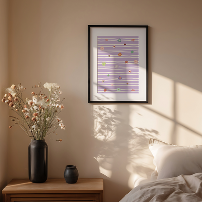 Daisy Chain Wall Art Print – Floral Stripe Art