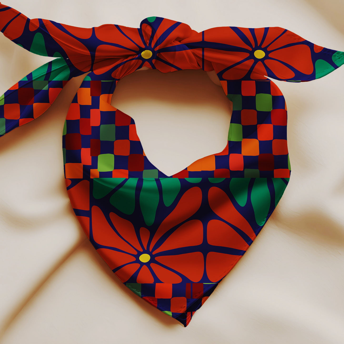 Retro Bloom Silk Scarf – Vibrant Colour Meets Playful Style