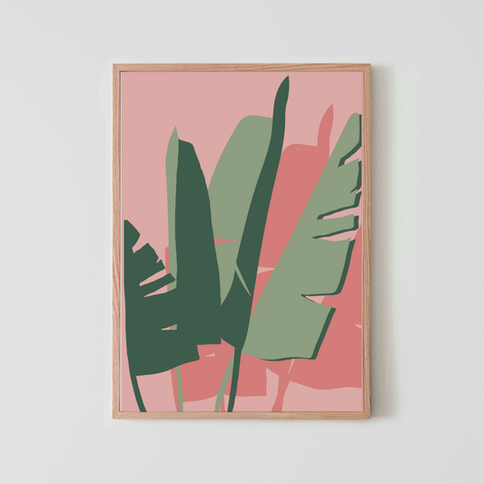 Serene Pink Palm Leaves