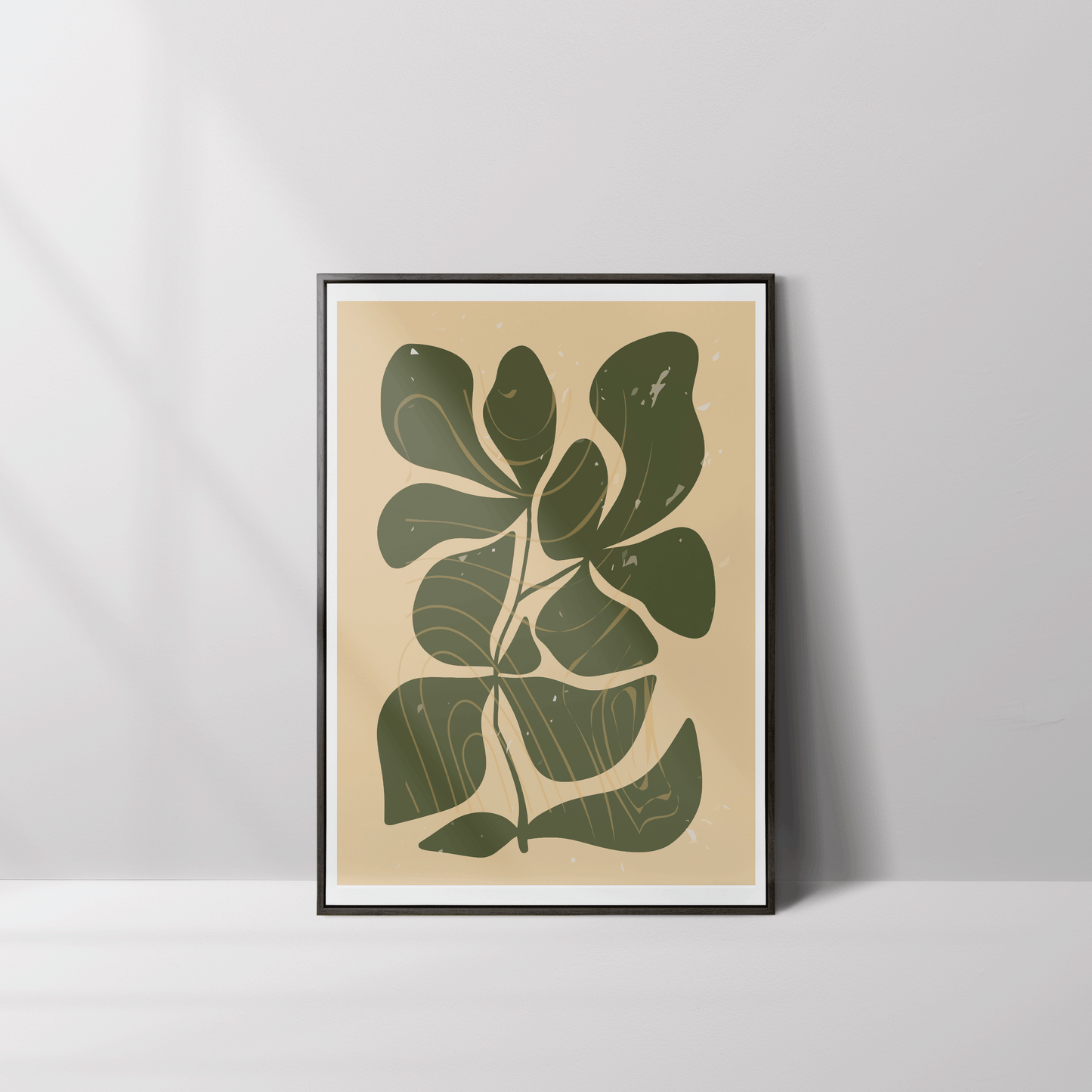 Single Green Botanical Leaf Print
