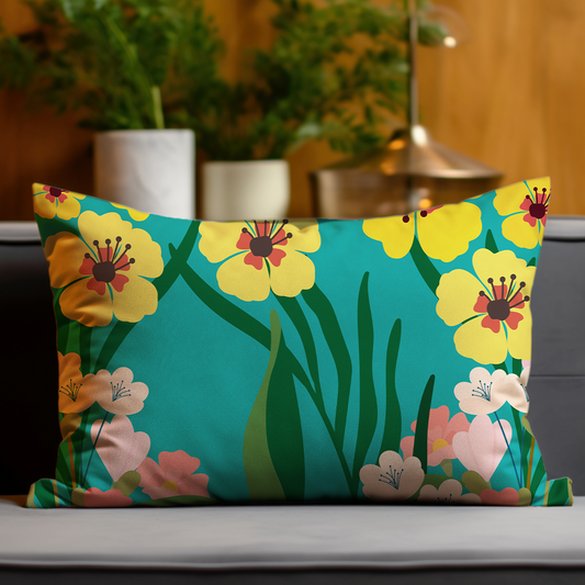 Vibrant Bloom Rectangle Cushion Cover