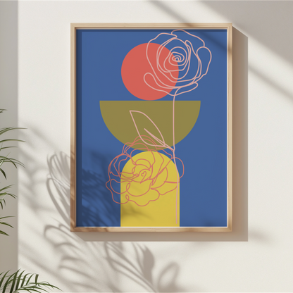 Blue Abstract Floral Duo – Wall Art Print Set of 2