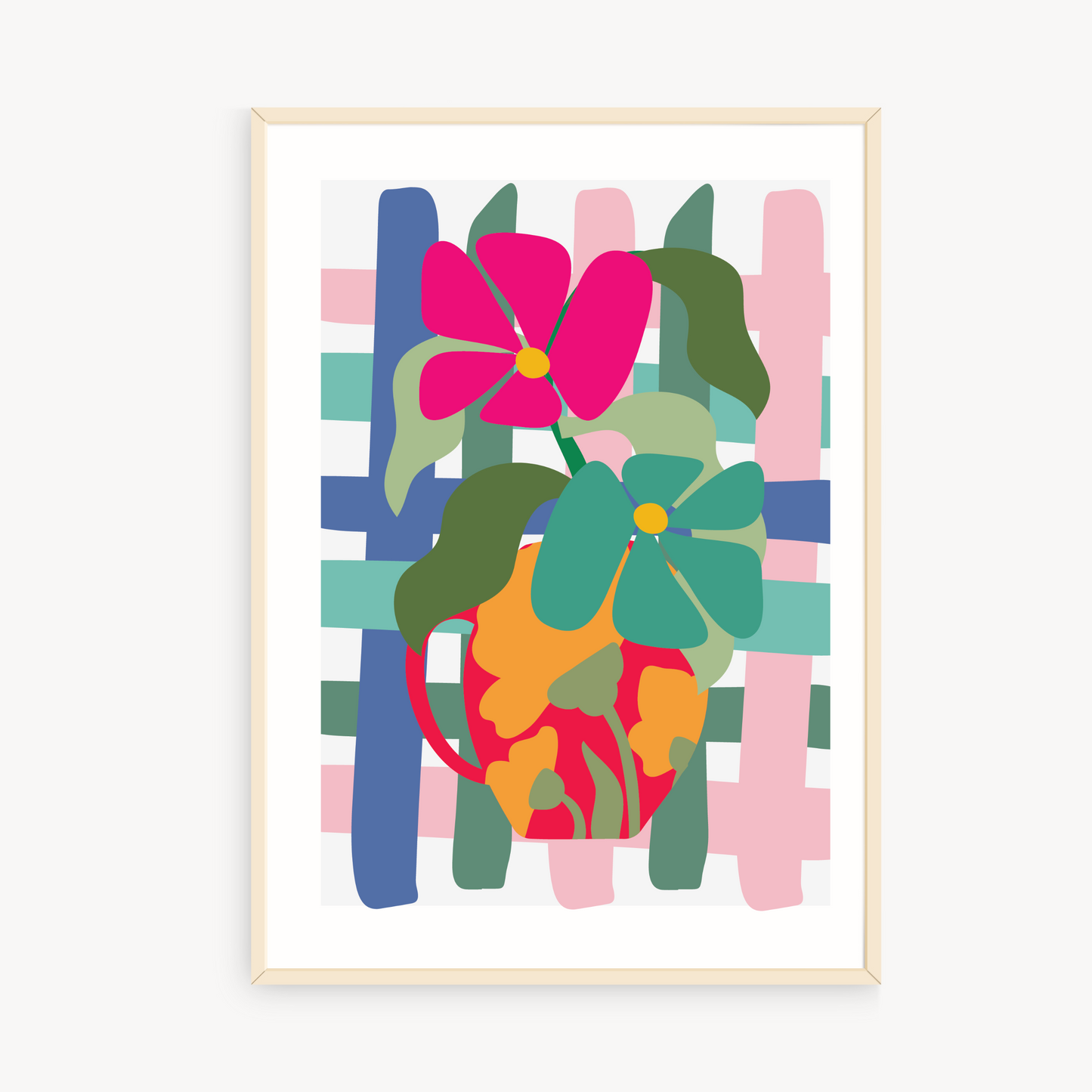 Vibrant Floral Vase Wall Art Print