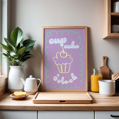 Cupcake O’Clock – Cute & Fun Dessert Wall Art Print