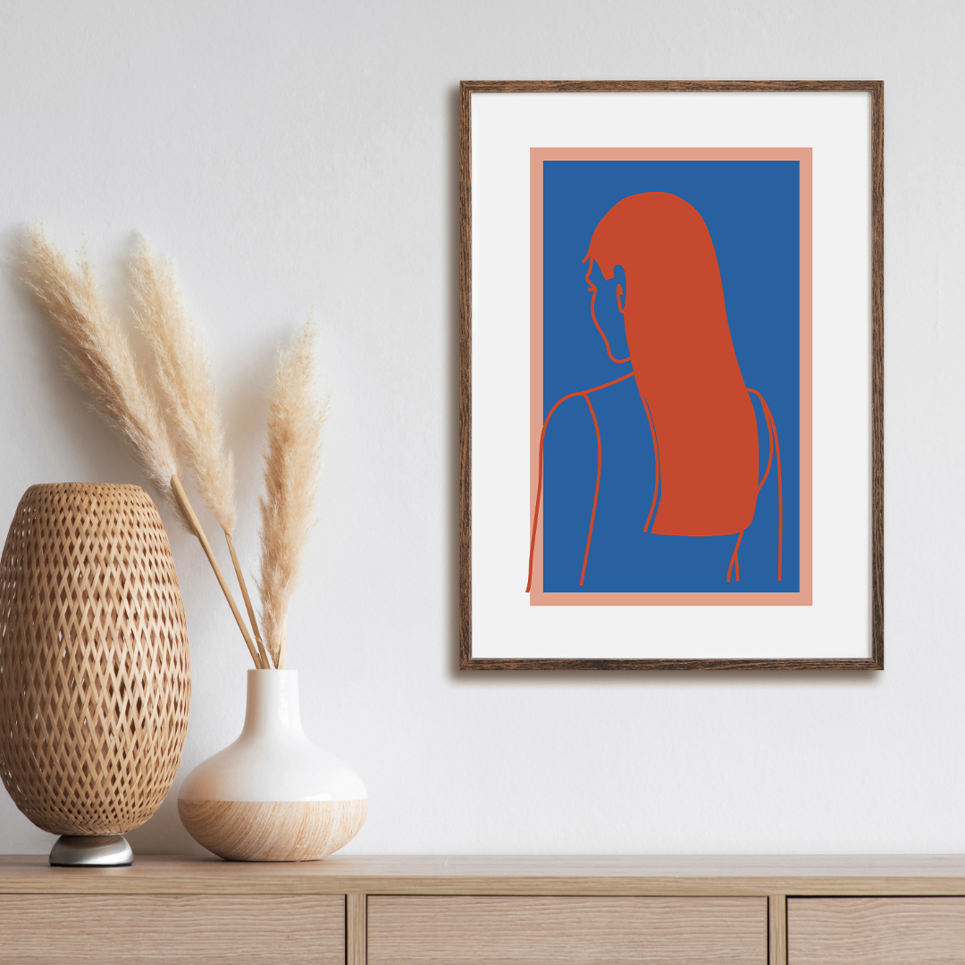 "Graceful Silhouette" Wall Art Print – Female with Long Hair