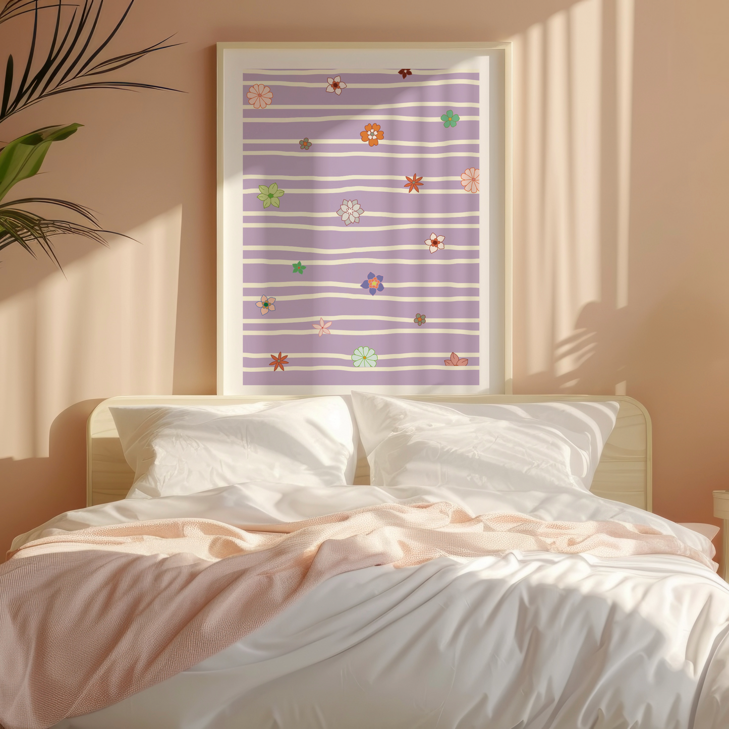 Daisy Chain Wall Art Print – Floral Stripe Art