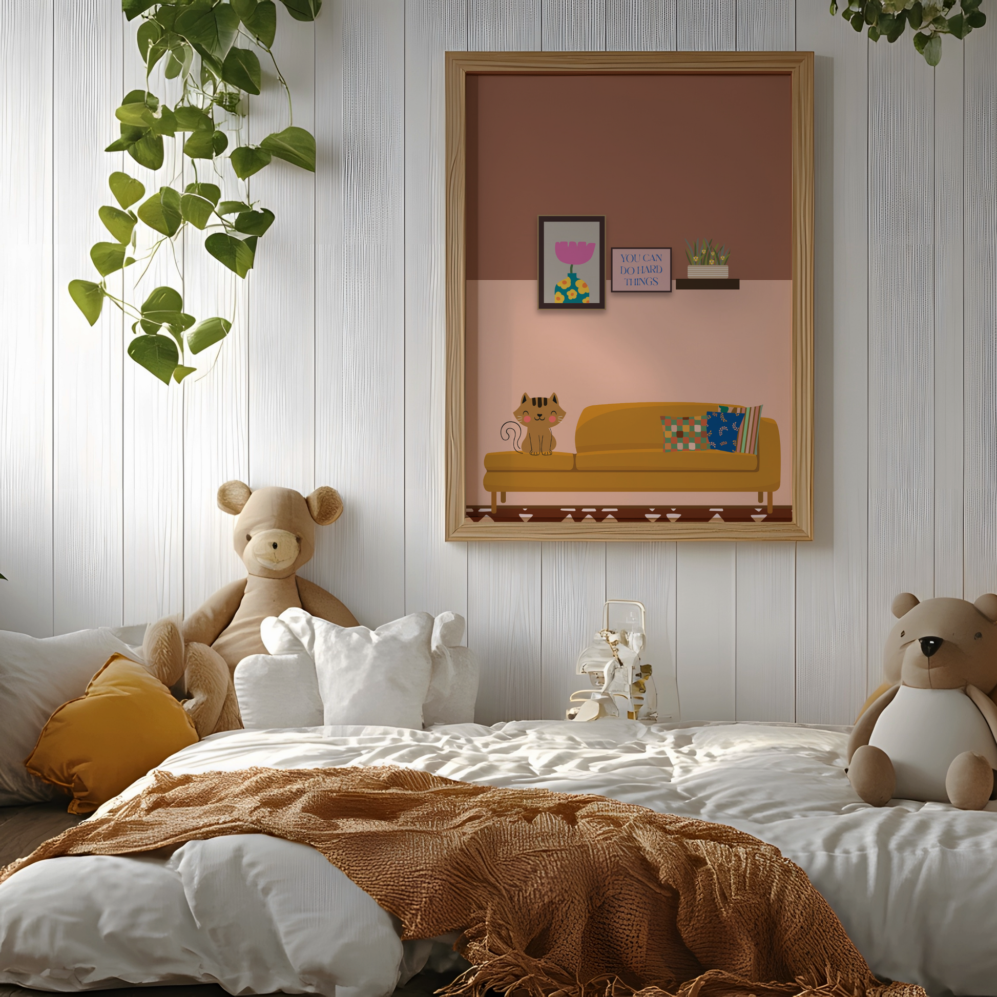 Minimalist cat wall art for cat lovers