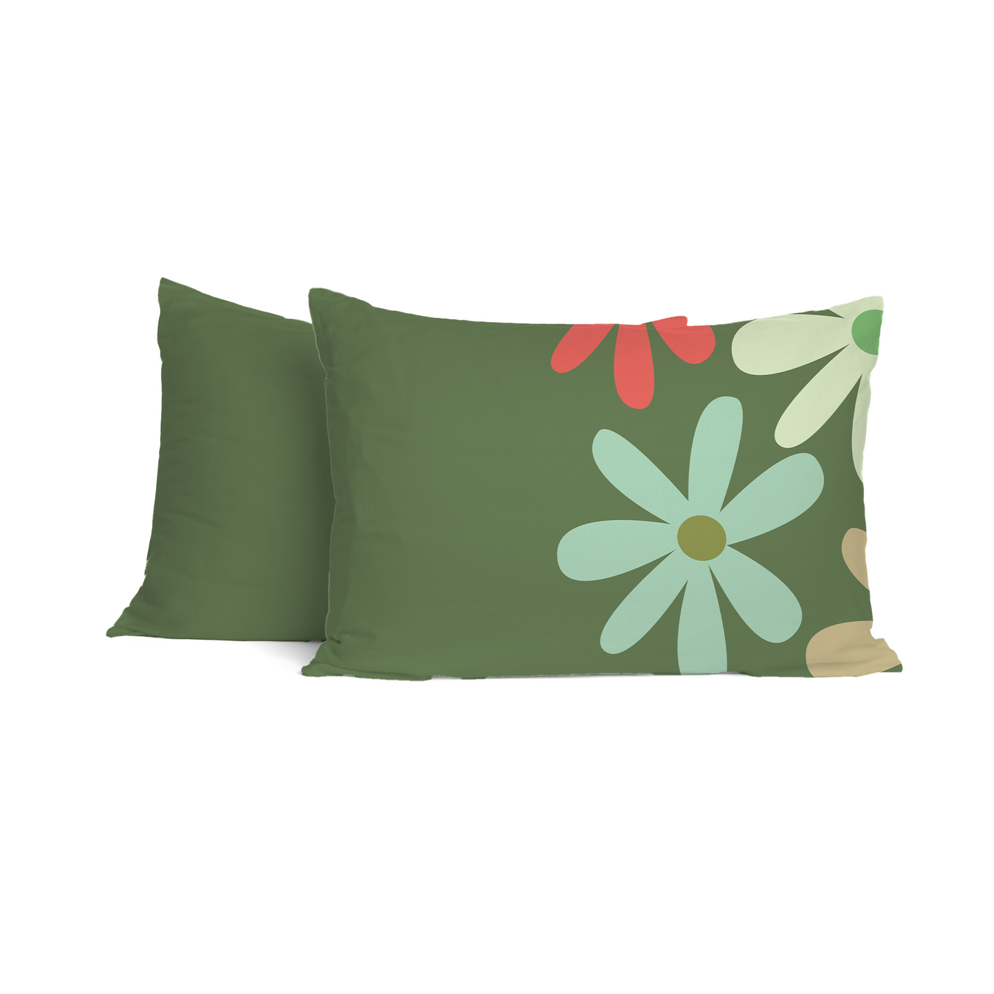 Daisy Meadow Sage Green Rectangle Cushion