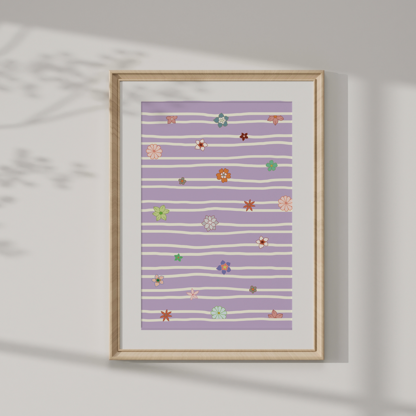 Daisy Chain Wall Art Print – Floral Stripe Art