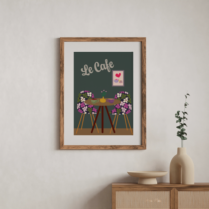 Le Café Floral Coffee Wall Art Print A3