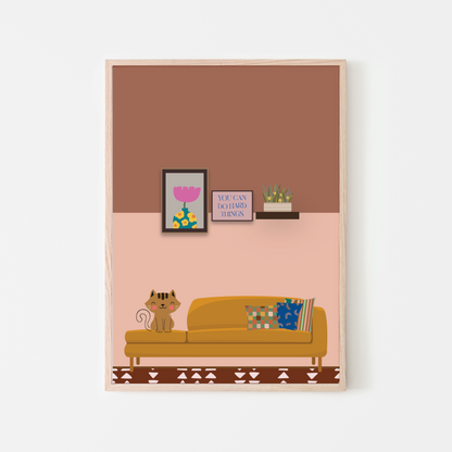 Kitty Kat wall art print for nursery or kids room