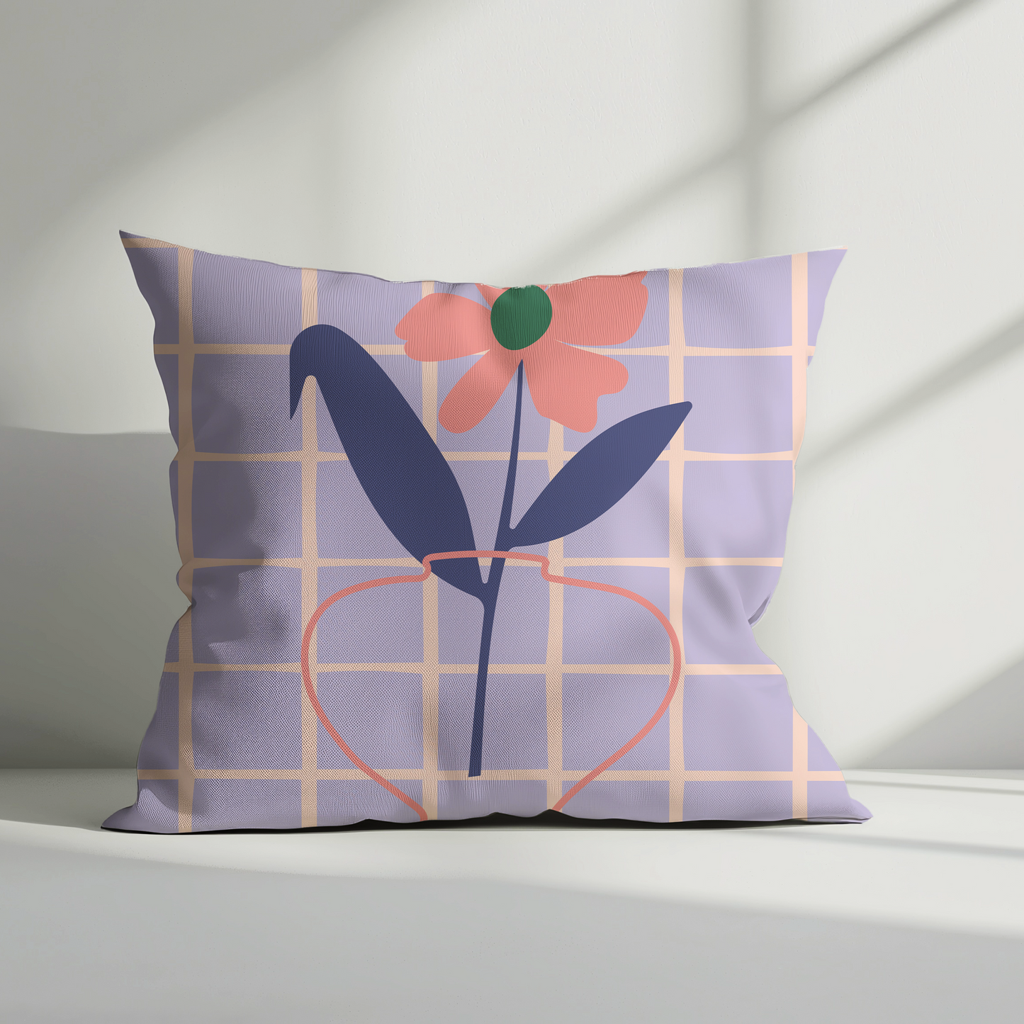 Floral Grid Cushion Cover