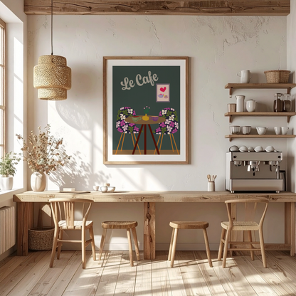 Le Café Floral Coffee Wall Art Print A3