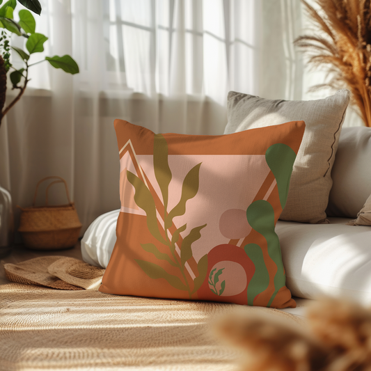 Boho Leaf & Triangle Eclectic Cushion Cover