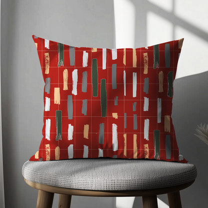 Urban Brushstroke Cushion Cover – Bold Red Abstract Design